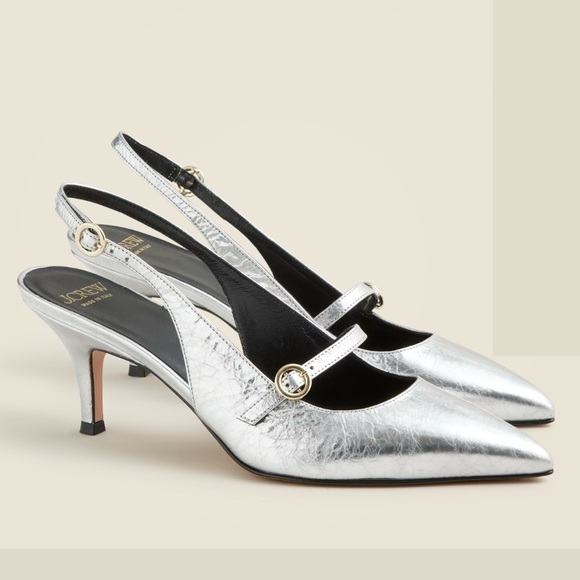 J. Crew Silver Colette Slingback Pumps - Picture 1 of 15